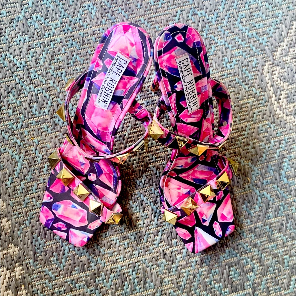 Worn once. Cape Robbin heels with gold jewels.